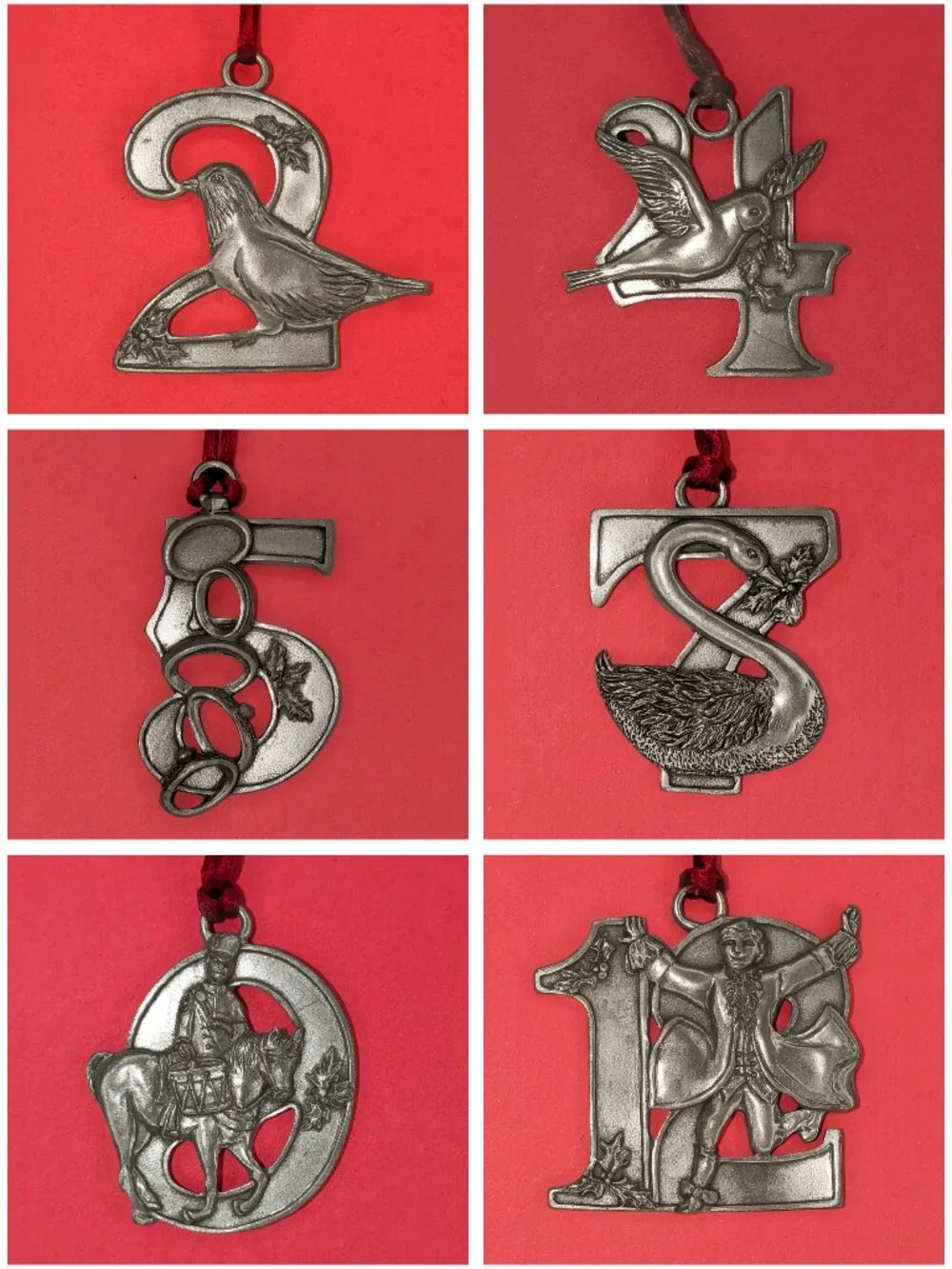 1992 Seagull Pewter 12 Days of Christmas Ornaments - Vintage Buyer's Choice